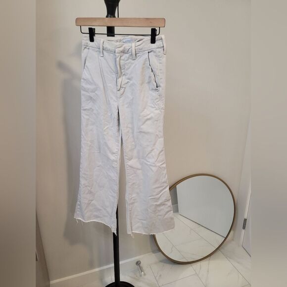 Mother The Roller Crop Fray Jeans 25 In Chalk It Up Wash - Picture 1 of 9